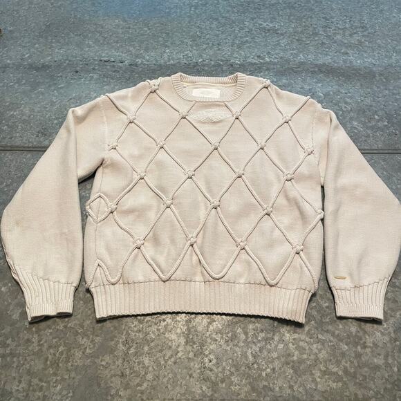 Air Jordan Wings Collection Cable Knit Sweater Mens Large Made In Italy Cream - Picture 2 of 13